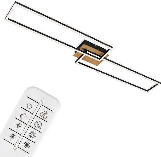 Briloner CCT LED Design Deckenleuchte rechteckig aus Holz und Metall in Schwarz oder Chromfarben dimmbar - Bild 1