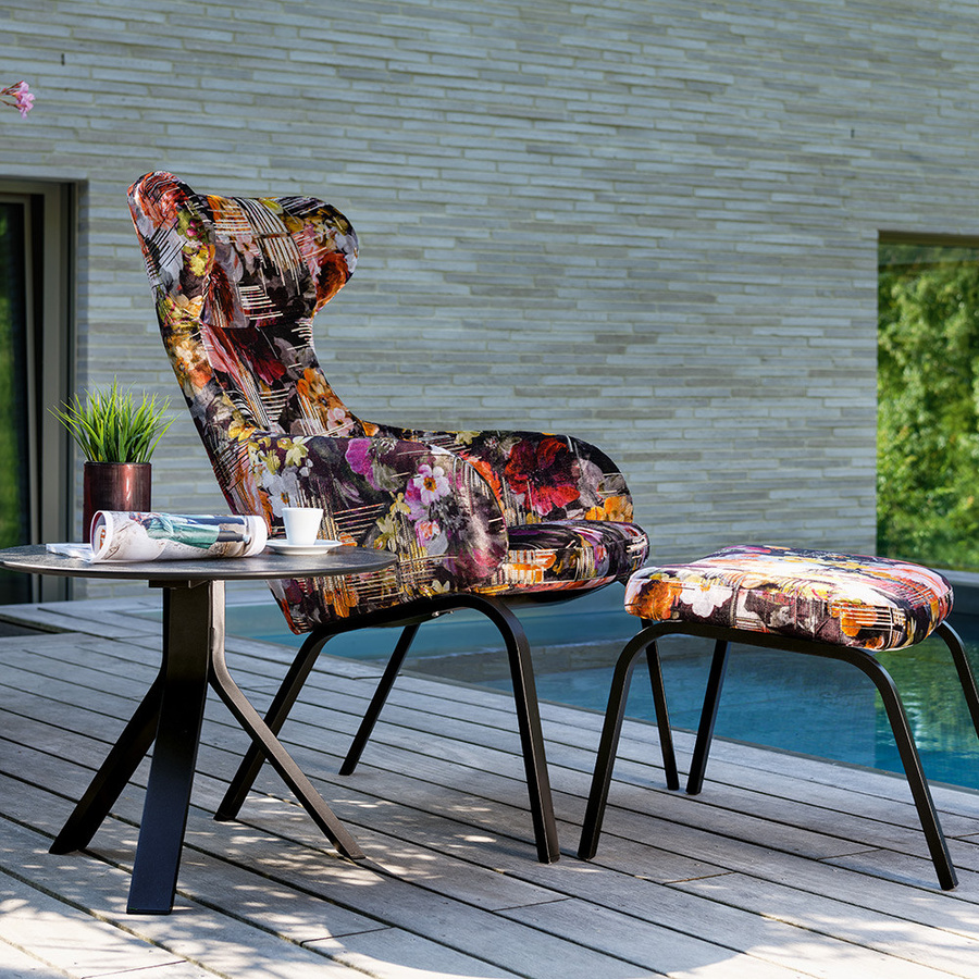 Stern Set Stan Aluminium in Schwarz Matt mit Bezug im Dessin Flower aus Polyester und Viskose - Bild 2