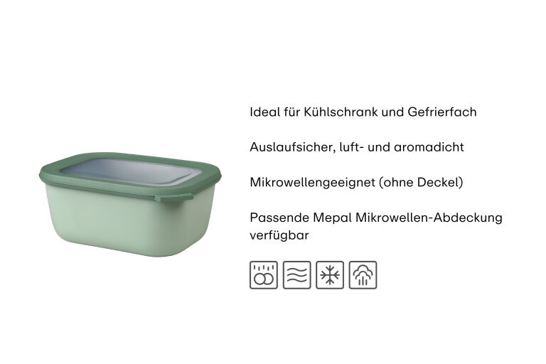 Mepal Cirqula Multischüssel rechteckig Nordic White 3000 ml mit luftdichtem Verschluss - Bild 2