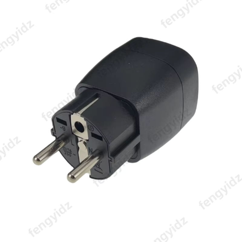 Fengyidz Konvertierungsstecker EU-9 zweipoliger Rundfuß-Stecker von Schweizer/Brasilianischem Netzteil auf Euro-Stecker, Schwarz - Bild 3