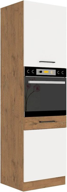 Vigo Hochschrank Lancelot Küchenschrank in Weiß Hochglanz und Eiche, Breite: 60 cm - Bild 1