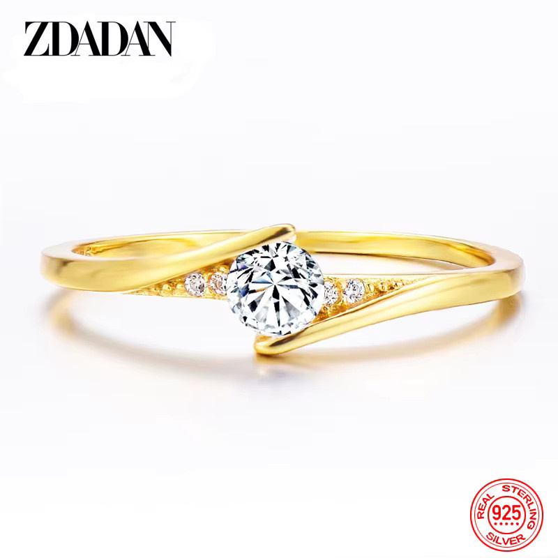 ZDADAN Ring, 925 Silber, Gold, Zirkonia, Damen - Bild 3