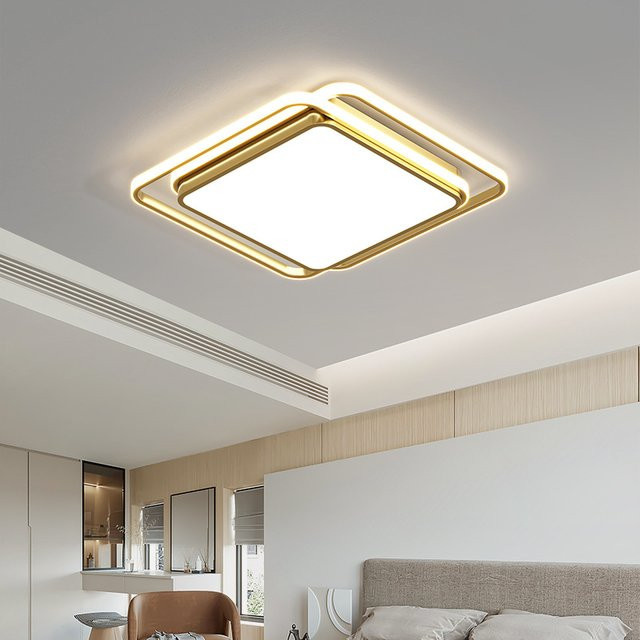 Moderne LED Deckenleuchte TRAZOS in Gold/Messing, quadratisch, warmweißes Licht - Bild 1