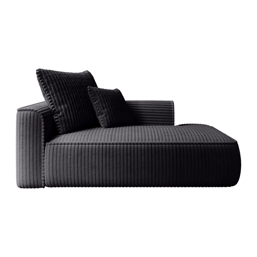 Vente-unique Recamiere Pineta ohne Schlaffunktion in Schwarz mit Cord-Bezug, Breite: 180 cm - Bild 2