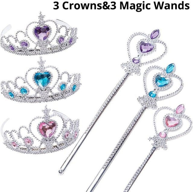 Yiran toy Fantasy Strass Tiara Krone und Zauberstab 6er Set - Bild 1