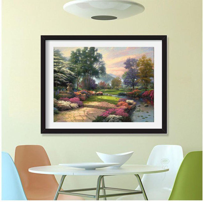 FIYO Diamantstickerei Traumhaus Leinwandmalerei Modern Mehrfarbig B: 30 cm, H: 20 cm - Bild 1
