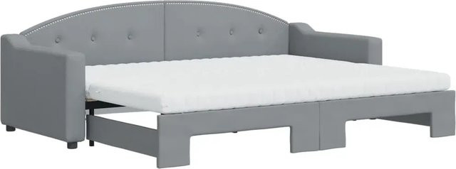 vidaXL Tagesbett Ausziehbar mit Matratze in Hellgrau, B/T/H: 200 x 80 x 90 cm - Bild 1