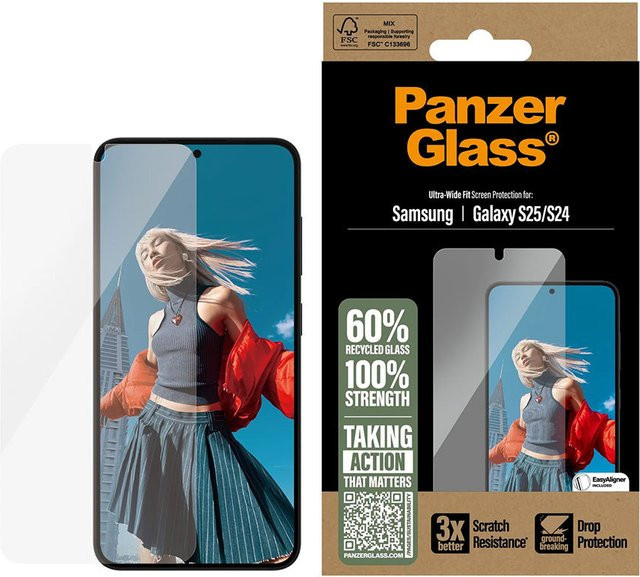 PanzerGlass Ultra-Wide Fit Displayschutz aus gehärtetem Glas für Samsung Galaxy S25 S931 und Samsung Galaxy S24 S921, transparent - Bild 3