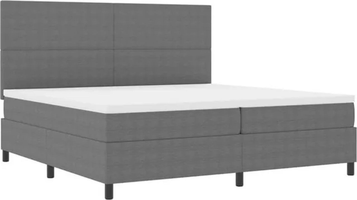 Boxspringbett vidaXL in Grau und Weiß mit Cordstoff, B/T/H: 203 x 200 x 128 cm - Bild 1