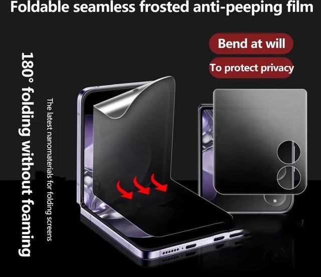 Sichtschutz-Faltfolie für Samsung Galaxy Z Flip 7 SE mit interner Folie und vorderer Hydrogelfolie, transparent, Set mit 1–3 Stück - Bild 1