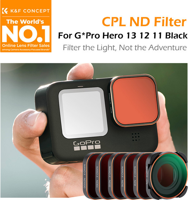 K&F CONCEPT CPL ND Filterset Schwarz für GoPro Hero 10 11 12 13 Action-Kamera mit variablen ND-Filtern ND8 ND16 ND32 ND64 ND1000 ND2-32 ND32-512 - Bild 1