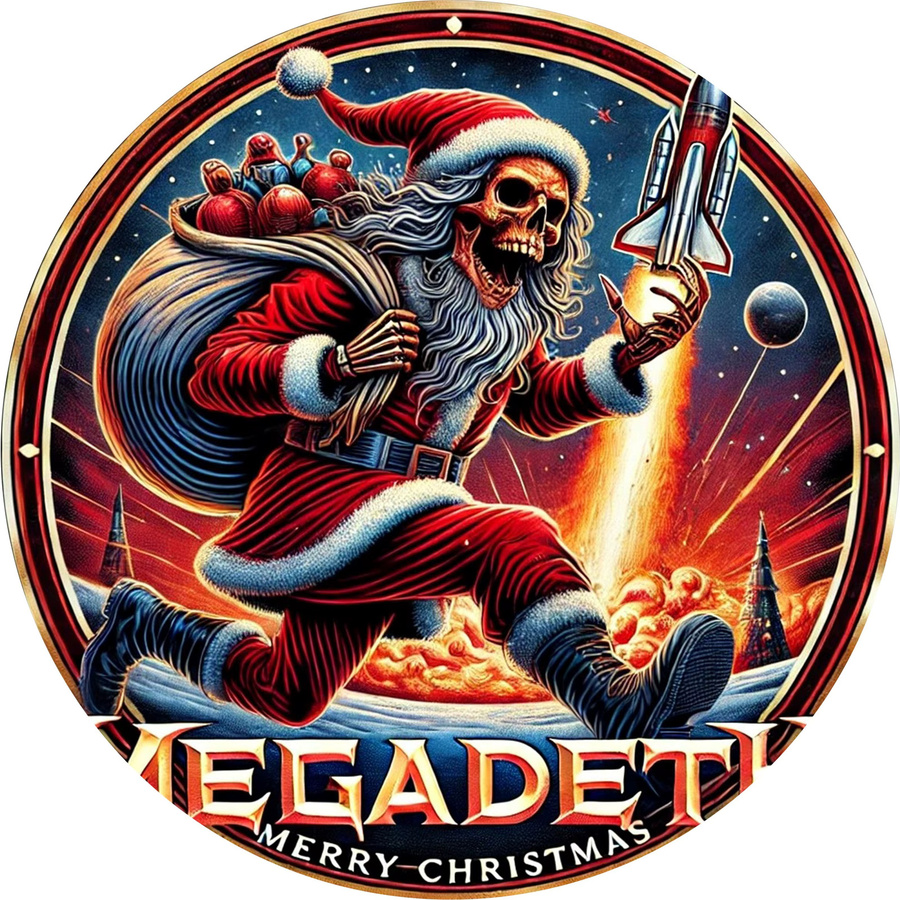 Megadeth Frohe Weihnachten Aluminiumschild, rundes Metall-Wandkunst-Dekor in Mehrfarbig für dein Heim und Büro - Bild 3