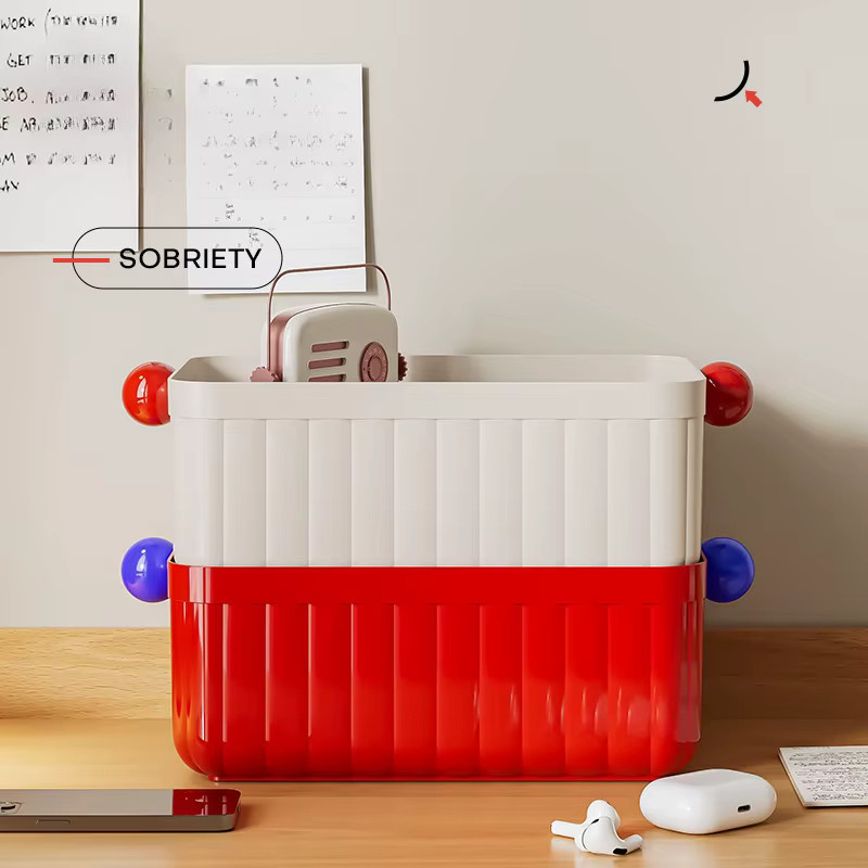 Niedliche Dopamin Aufbewahrungsbox aus Acryl für Schreibtisch und Kosmetik in Beige oder Weiß - Bild 2
