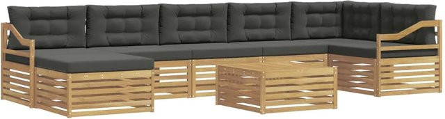 vidaXL Outdoor-Sofagarnitur aus Akazienholz und Polyester, 8-teiliges Set, Weiß und Anthrazit - Bild 1