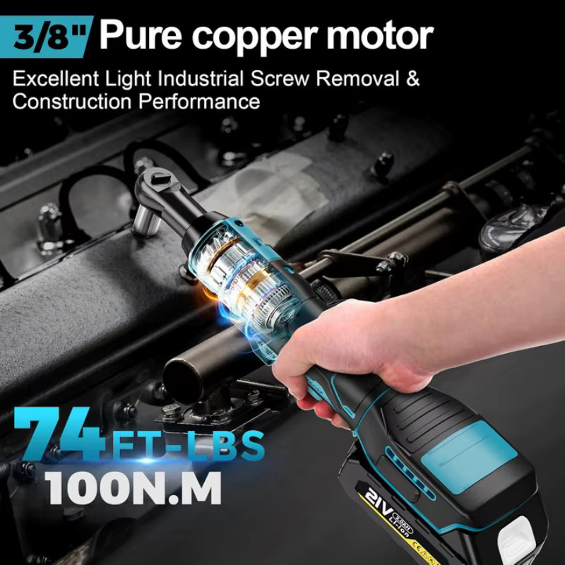 Avehrit 21V Akku-Ratschenschlüsselsatz mit 3/8 Zoll Bürstenlosem Motor, 100Nm Hochdrehmoment, 8-teiliges Set in Blau mit 2 wiederaufladbaren Akkus - Bild 5