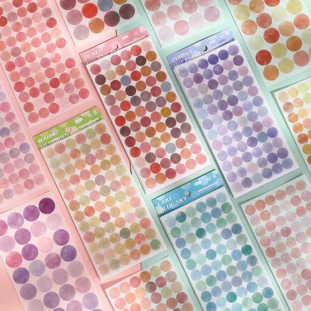 6er-Pack Dekorative Aufkleber mit bunten Punktmustern für Scrapbooking, Tagebuch und Planer, Mehrfarbig - Bild 1