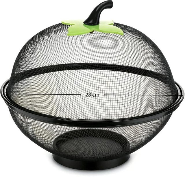 Mugua Obstkorb aus Metall mit Netzdeckel in Schwarz, Durchmesser: 28 cm - Bild 1