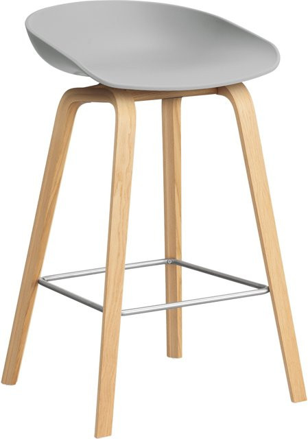 HAY About A Stool AAS 32 Hocker in Grau mit Eichenholz oder Walnussholz und Polypropylen - Bild 1