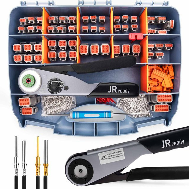 JRready ST6360 Deutsch DTM Crimpwerkzeug-Set mit 2, 3, 4, 6, 8 und 12-poligen Steckverbindern und festen Kontakten - Bild 1