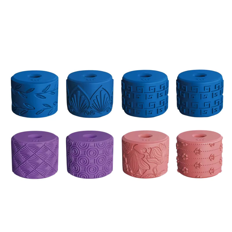 HELTC Ton Stempel Roller mit geometrischem Blumenmuster für Keramik und DIY Tonarbeiten aus Kunststoff - Bild 2
