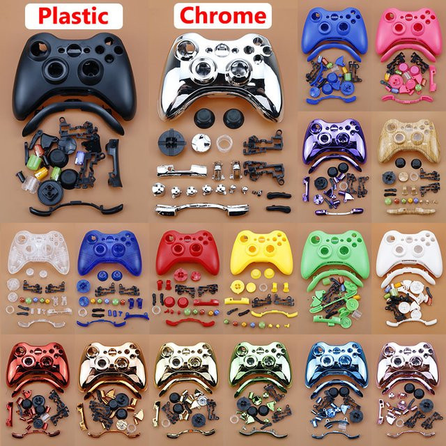 JCD Ersatzgehäuse Set für Xbox 360 Wireless Controller in Chrom oder Pink inklusive Vorderseite, Rückseite und vollständigem Tastensatz - Bild 1