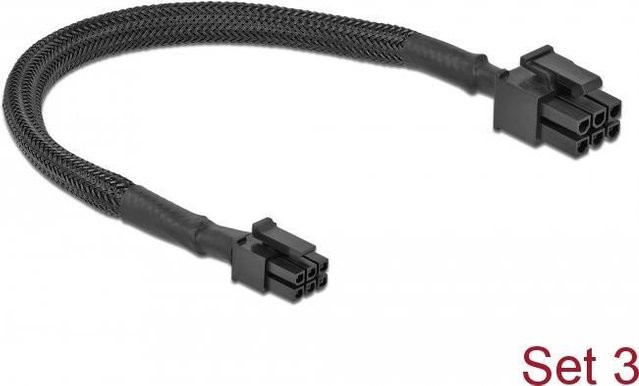 Delock Stromkabelkit Schwarz für Apple Mac Pro Ende 2019 mit PCI Express Power und Molex Micro-Fit (86735) - Bild 1