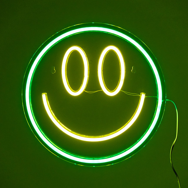 Acryl LED Licht Smiley von BLUME2000 in Grün und Gelb - Bild 1