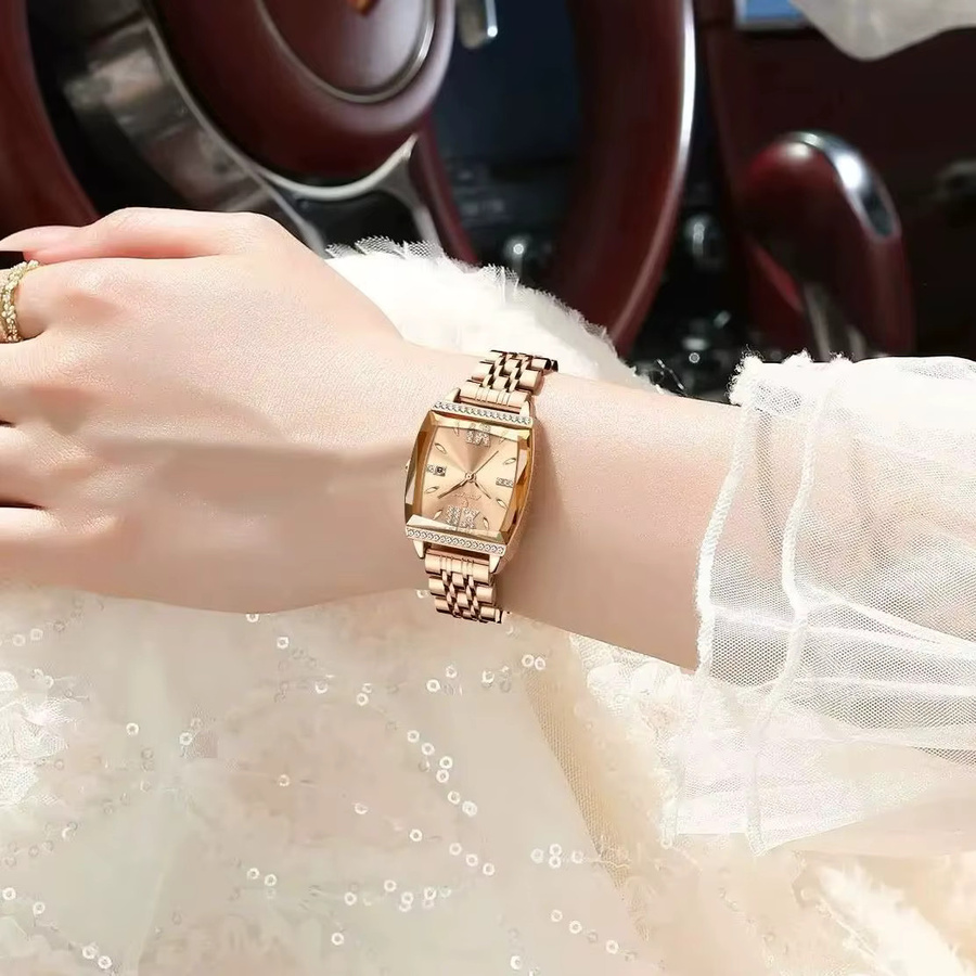 POEDAGAR Armbanduhr, Quarz, Edelstahl, Roségold, Datum, Damen - Bild 5