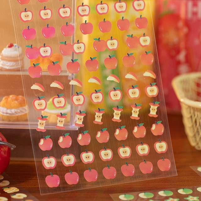 Bobo Kawaii Apple Serie Stanzaufkleber aus Papier in Multicolour für dein DIY Tagebuch, Scrapbook und Planer, 2 Blatt - Bild 1