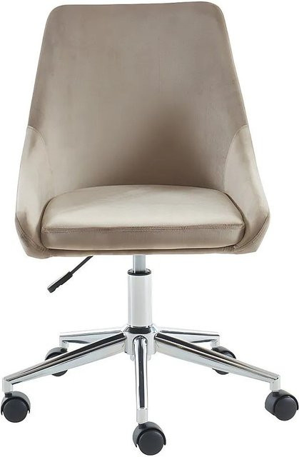 Vente-unique Bürostuhl Masurie ohne Armlehnen in Beige mit Samtbezug und Rollen für dein Home-Office - Bild 1