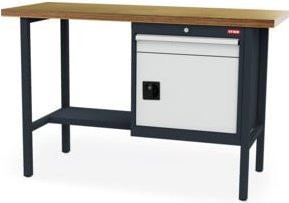 STIER Werkbank mit 1 Schublade und 1 Tür in Grau und Mehrfarbig, B/T/H: 150 x 60 x 96 cm - Bild 1