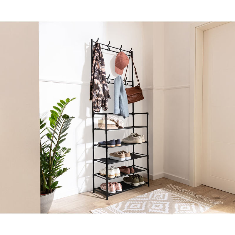 Garderobe mit Schuhregal und Haken von genialo in Schwarz - Bild 2