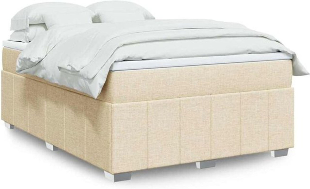 vidaxl Boxspringbett mit Matratze in Beige aus Stoff, B/T/H: 140 x 190 cm - Bild 1