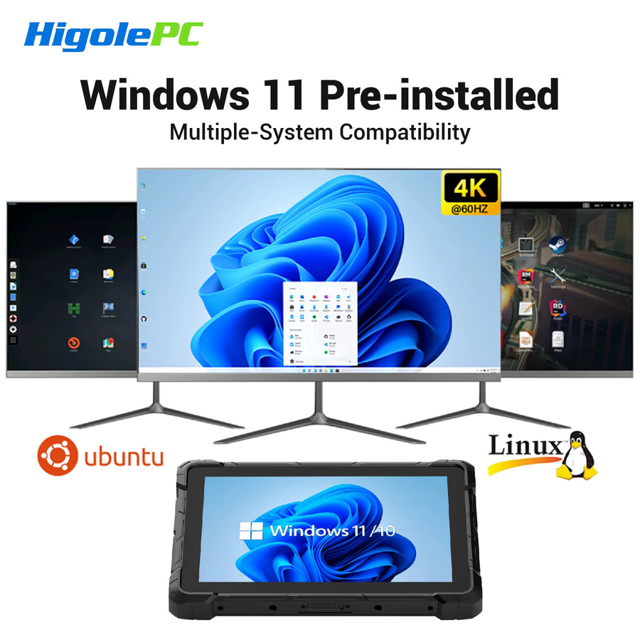 Higole F7G Robustes Industrielles Tablet mit 10,1 Zoll Display, Intel J4105, Windows 11, 8GB RAM, 128GB Speicher, WiFi5, RS232 Scanner, IP65 Schutz, Schwarz - Bild 4