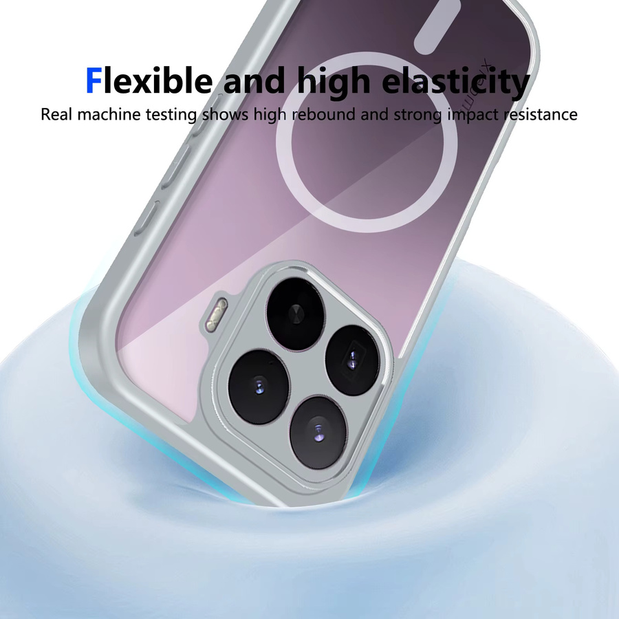 Transparente HD Magnetische Handyhülle für Xiaomi 17T und 15T Pro mit Magsafe Kompatibilität und stoßfestem TPU Schutzrahmen in Transparent und Grau - Bild 4