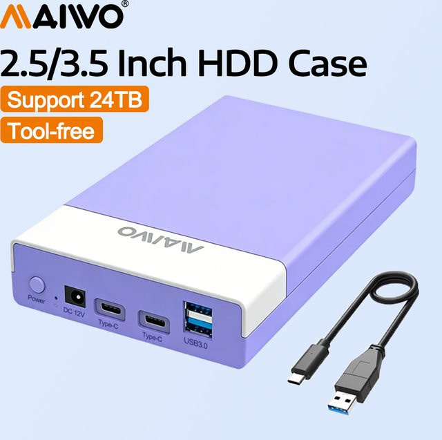 MAIWO HDD-Dockingstation für 2,5 und 3,5 Zoll Festplatten und SSDs mit USB-Hub-Funktion - Bild 1
