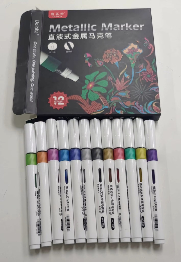 Erilles Acryl-Marker Set mit weichem Pinselaufsatz, wasserbasierte Metallic-Farbstifte in Mehrfarben - Bild 2