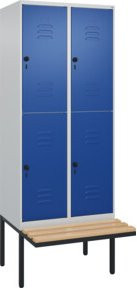 C+P Doppelstock-Spind Classic PLUS Sitzbank mit 2 Abteilen, Buche-Hartholz und Sicherheits-Drehriegel, B/T/H: 212 x 80 x 81,5 cm - Bild 1
