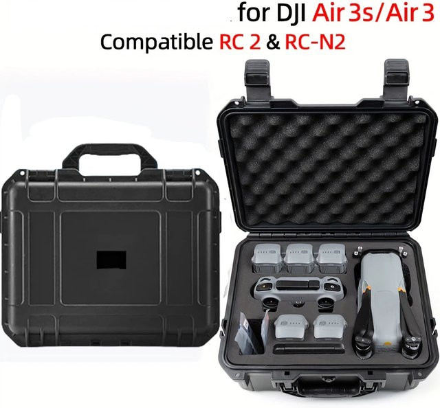DJI Tragbares Hard Case für DJI Air 3 und DJI Air 3S mit Schutz für DJI RC 2, RC N2 und RC N3 Controller in Schwarz - Bild 1