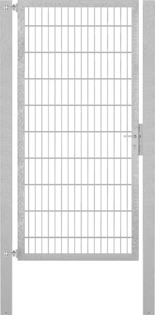 Einzeltor Flexo Plus aus Stahl in Silber, Breite: 100 cm, Höhe: 200 cm, inklusive Pfosten Breite: 80 cm, Tiefe: 80 cm - Bild 1