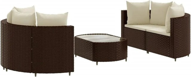 vidaXL 5-tlg Garten-Sofagarnitur aus braunem Poly-Rattan mit Kissen Modell 20 - Bild 1
