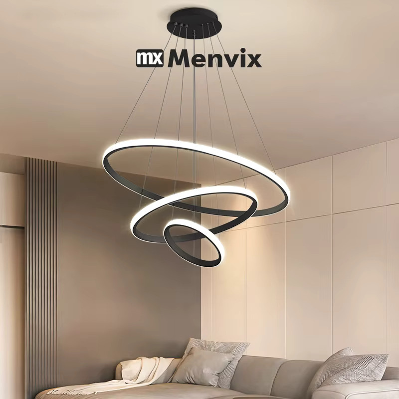Menvix Moderne LED Anhänger Lampe in Weiß mit Ring-Design für Wohnzimmer, Esszimmer und Küche - Bild 6