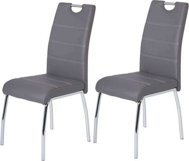 2er Set Stühle Hela in Grau aus Kunstleder, B/H/T: 44 x 98 x 61 cm - Bild 1