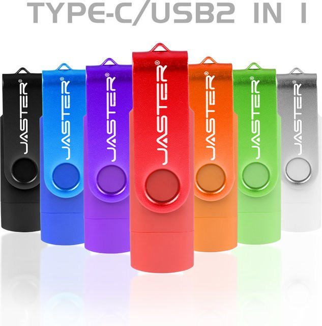 JASTER Drehbarer USB-Stick mit USB-C-Schnittstelle und OTG-Funktion für Android-Smartphones, Tablets, PCs und Notebooks - Bild 1