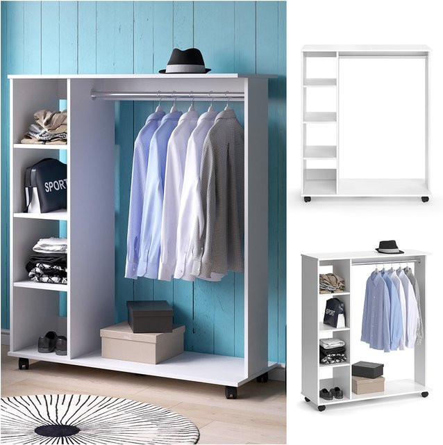 Vicco Garderobe Cosmo mit Kleiderstange und Ablagefächern in Weiß - Bild 1