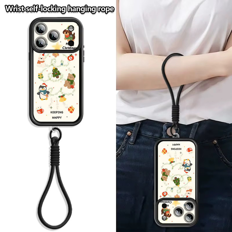 Handyhülle mit Lanyard und Handgelenkschlaufe im Merry Christmas Design für Apple iPhone 11 bis iPhone 17 Pro Max in Schwarz - Bild 2