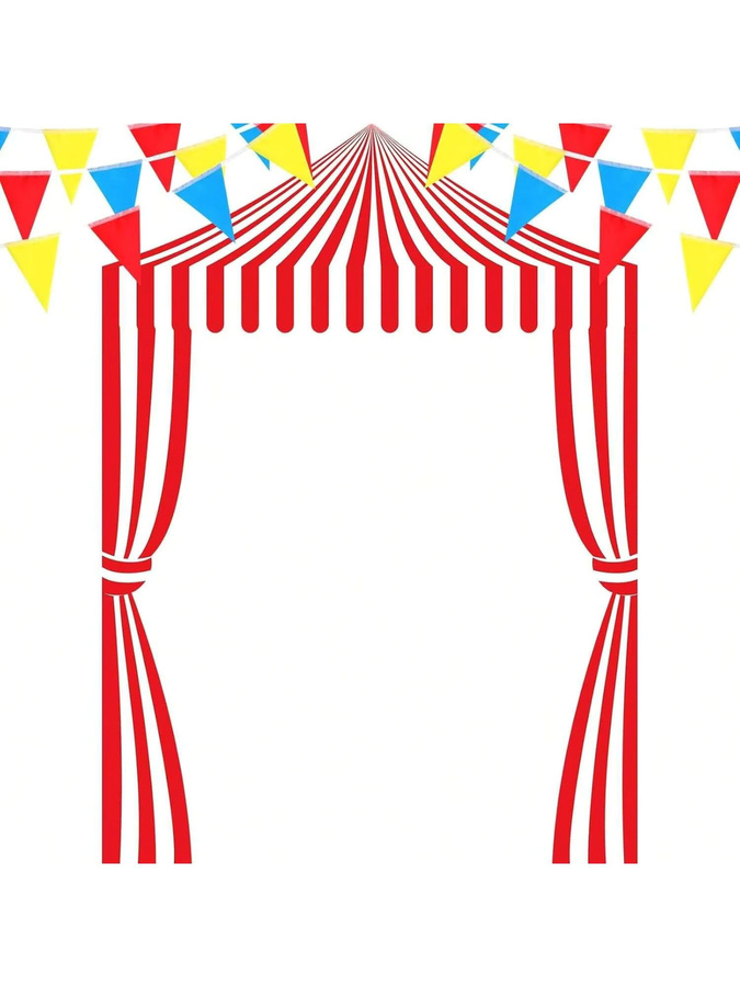 OURFETE Karneval-Zirkus-Hintergrundbanner für Geburtstagspartys in Mehrfarbig mit Streifen und Sternen - Bild 3