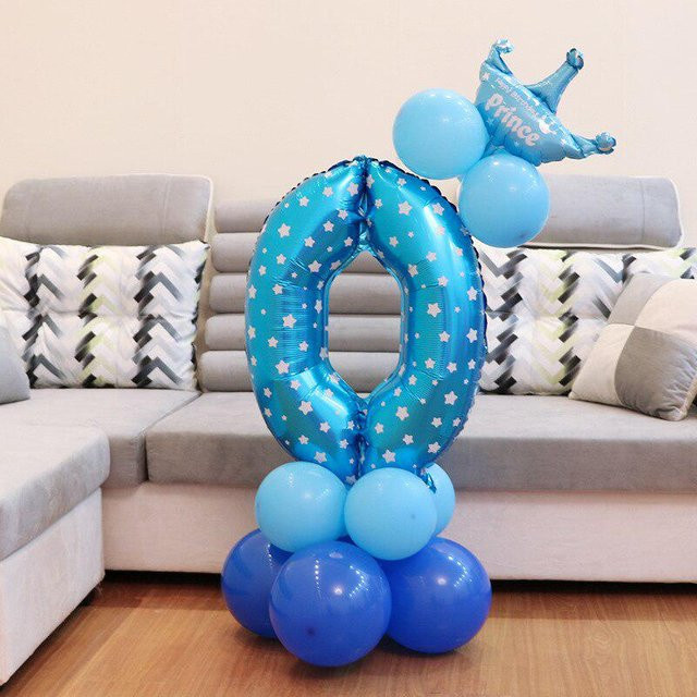ARI Geburtstagsdekoration Luftballons für Kinder in Rosa und Blau mit Zahlen-Folienballons für die Babyparty - Bild 1