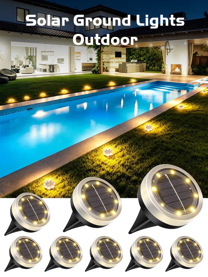 AMARYLLIS Solar-Bodenleuchte aus Edelstahl mit 8 LED in Silber und Weiß, IP65 wasserdicht mit Dämmerungssensor für den Garten - Bild 7