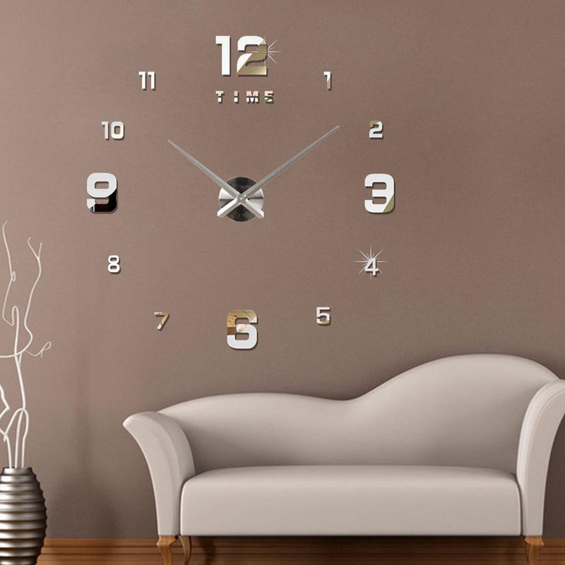 Igeteck 3D Wanduhr ohne Rahmen in Gold, Silber oder Schwarz, geräuschlose analoge Quarz-Uhr aus Metall und Kunststoff mit geometrischem Design - Bild 3
